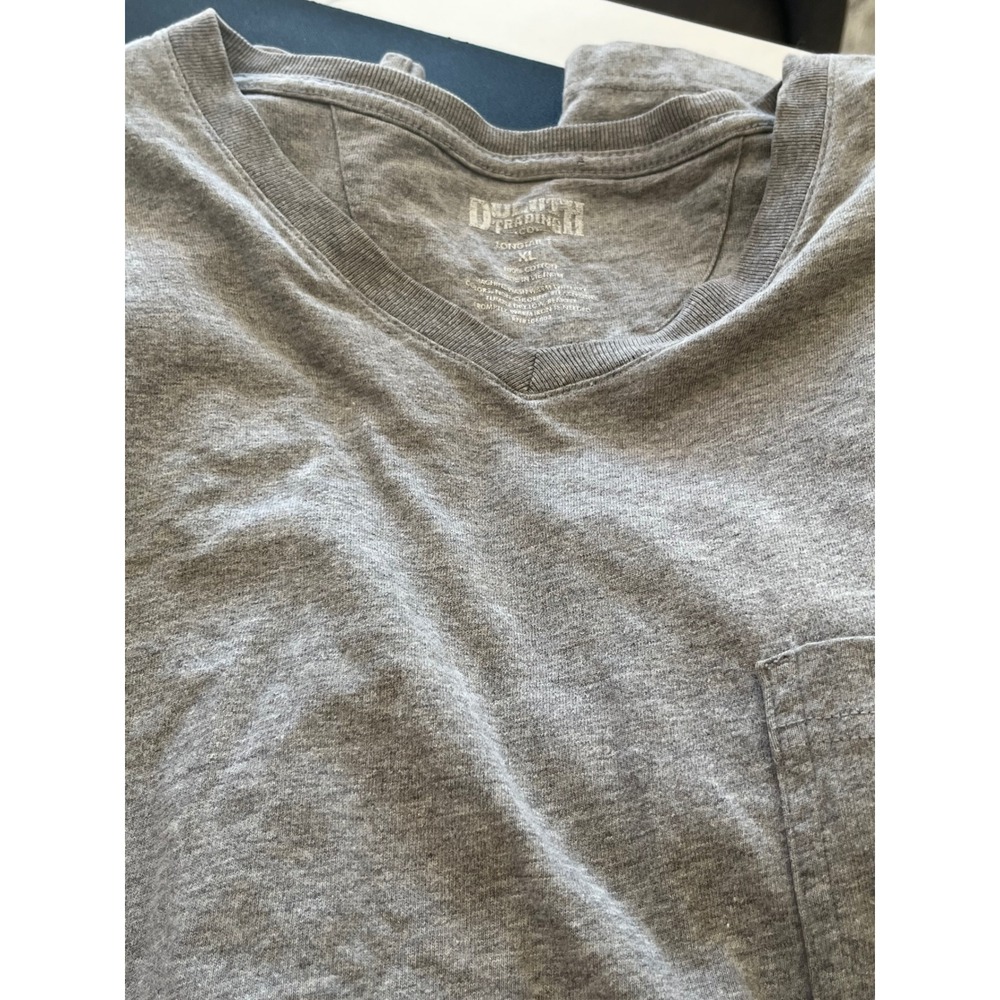 Duluth Trading Co Longtail T Mens XL Gray Pocket V Neck Long Sleeve Cotton Shirt
